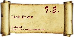 Tick Ervin névjegykártya